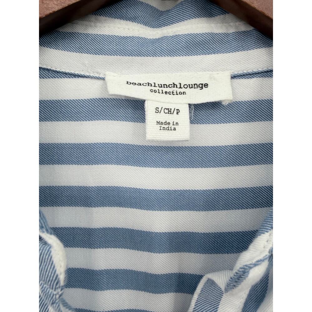 Beachlunchlounge Candace Stripe Button Up Shirt Coastal Beachy Small Blue White - Picture 3 of 8